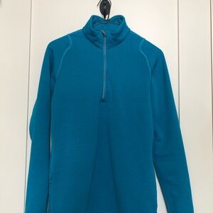 Women’s Blue EMS Waffle Grid Blue Polartec Fleece Quarter Zip Base Layer Small
